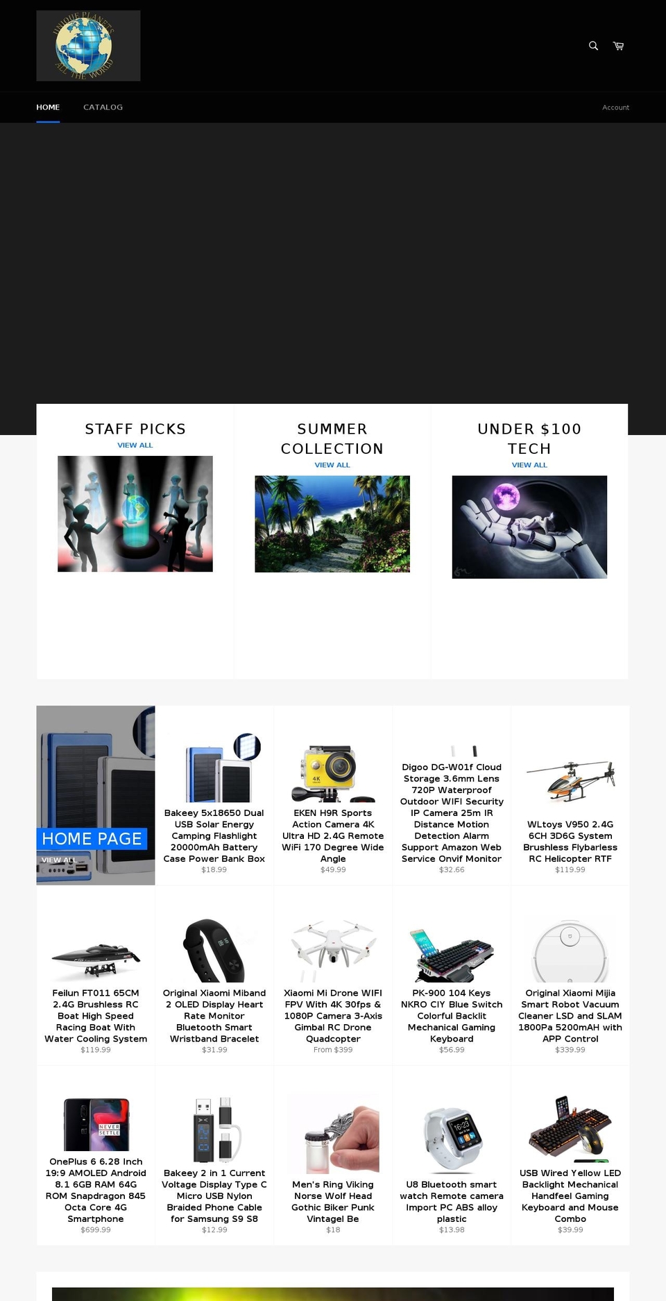 uniqueplanets.com shopify website screenshot