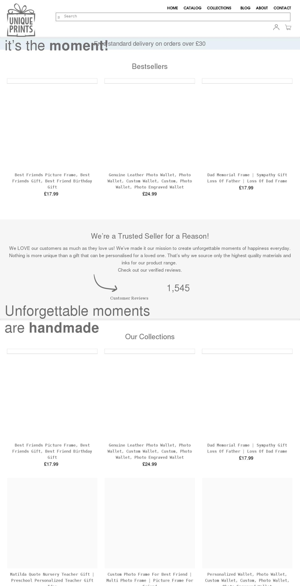uniqueprints.co.uk shopify website screenshot