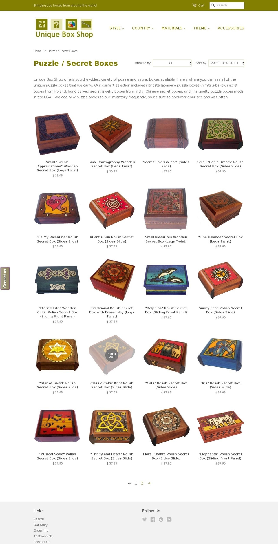 uniquepuzzleboxes.com — Shopify storefront screenshot