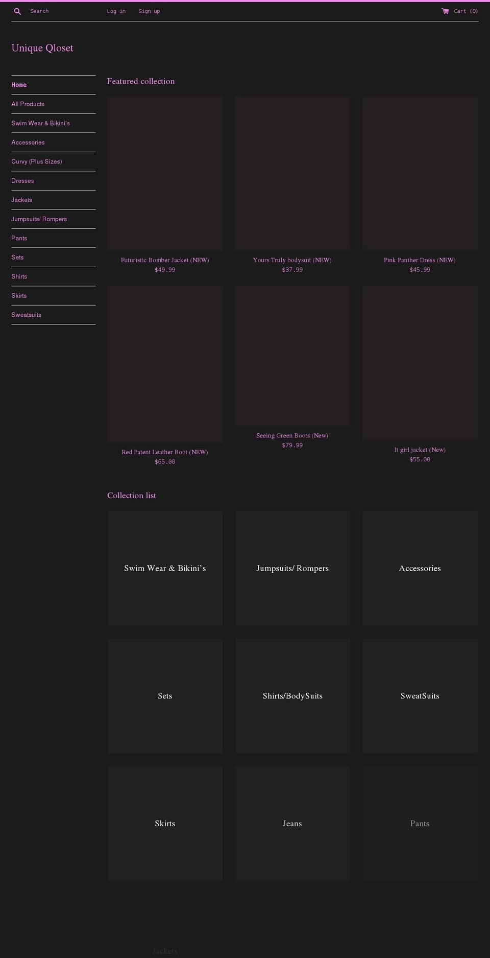 uniqueqloset.com shopify website screenshot