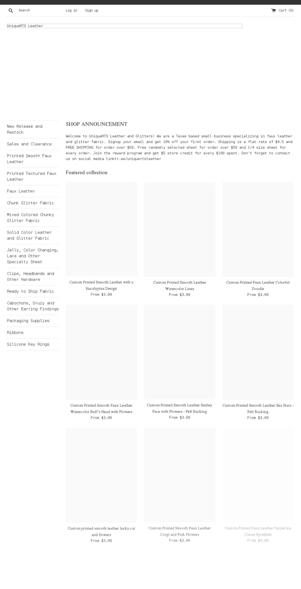 uniquertsleather.com shopify website screenshot