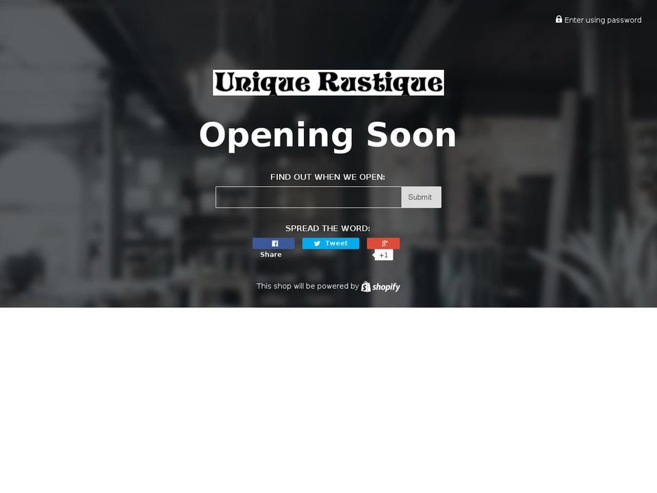 uniquerustiquehome.com shopify website screenshot