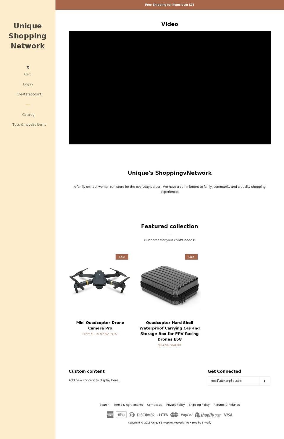 uniqueshoppingnetwork.com shopify website screenshot