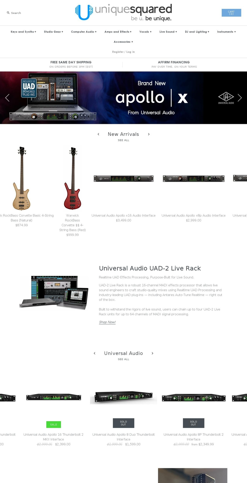 uniquesquaredbeta.com — Shopify storefront screenshot