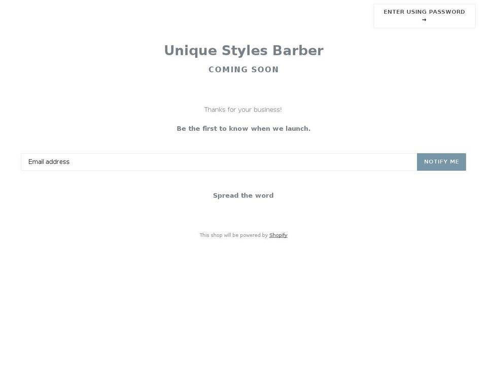 uniquestylesbarber.com — Shopify storefront screenshot