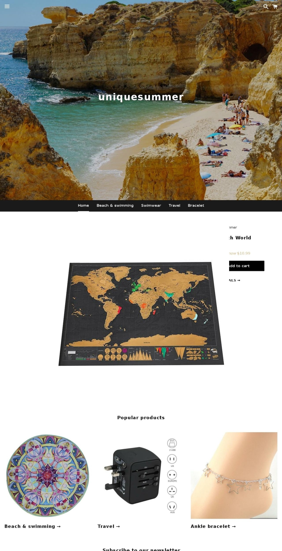 uniquesummer.com — Shopify storefront screenshot