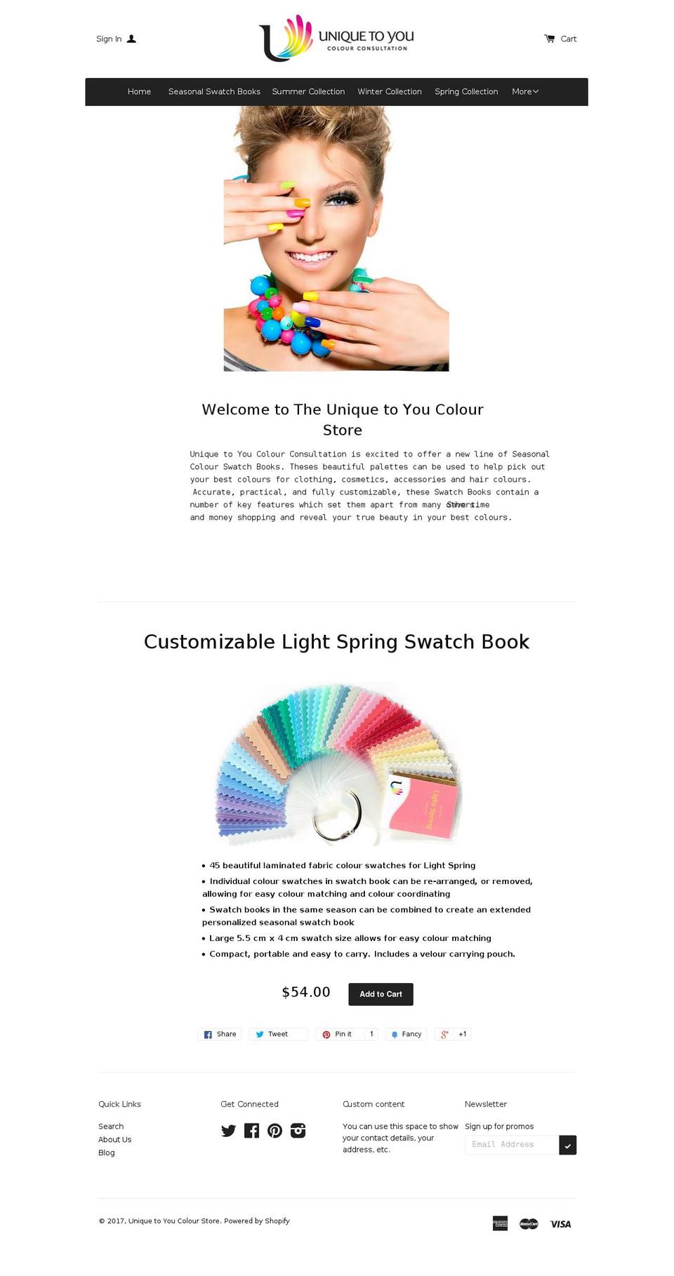 uniquetoyoucolourstore.com shopify website screenshot