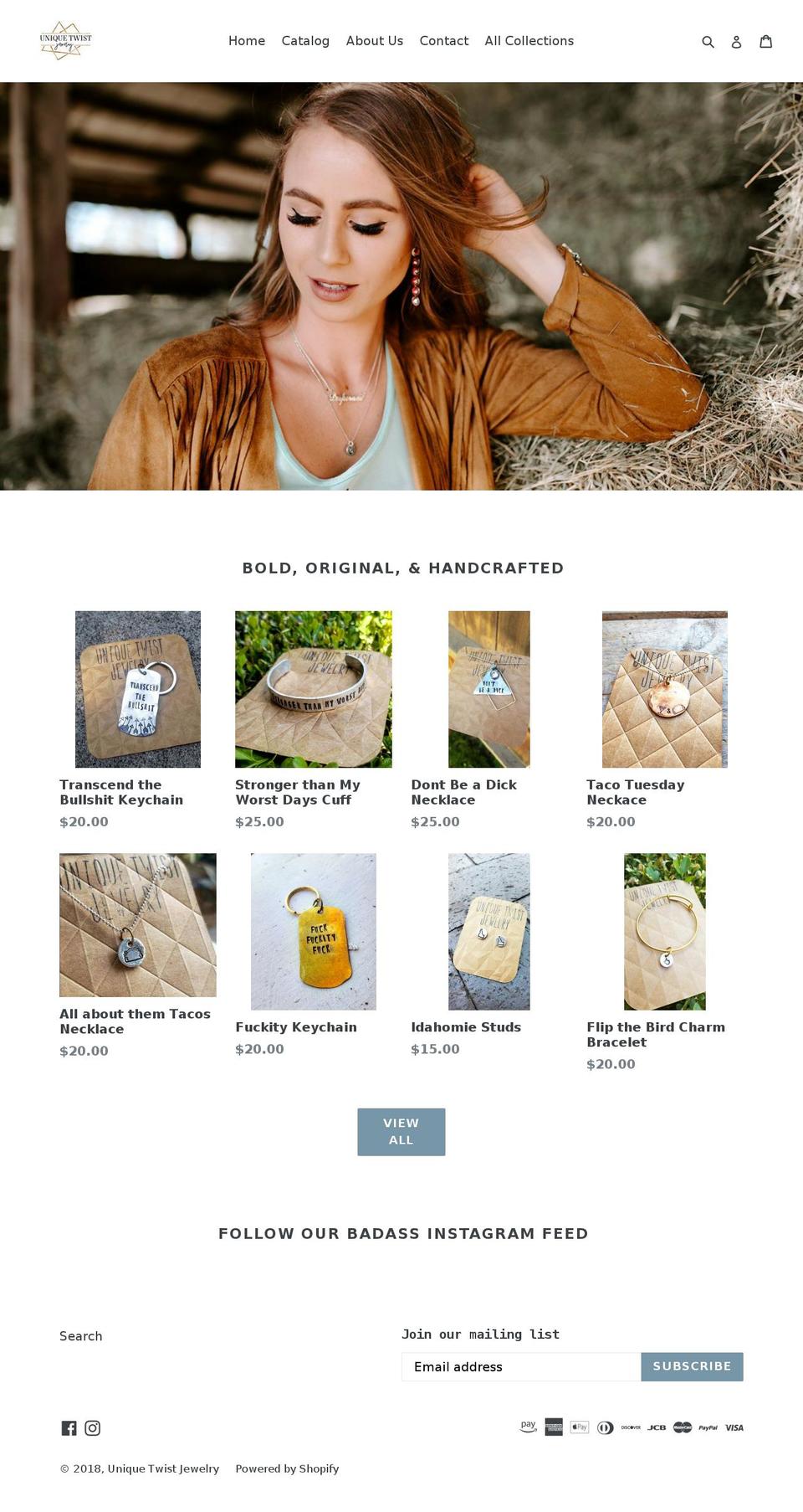 uniquetwistjewelry.com shopify website screenshot