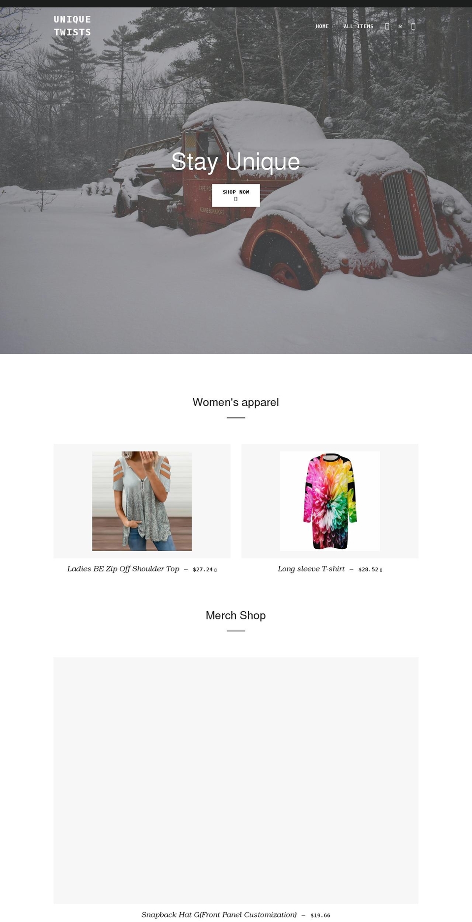 uniquetwists.com shopify website screenshot