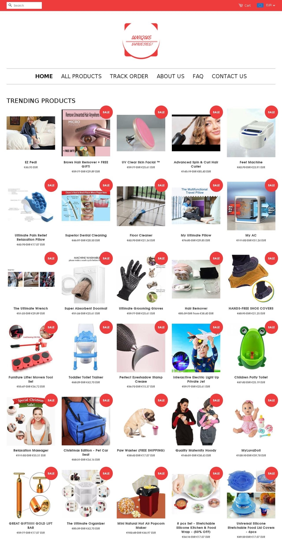 uniquevarieties.com — Shopify storefront screenshot