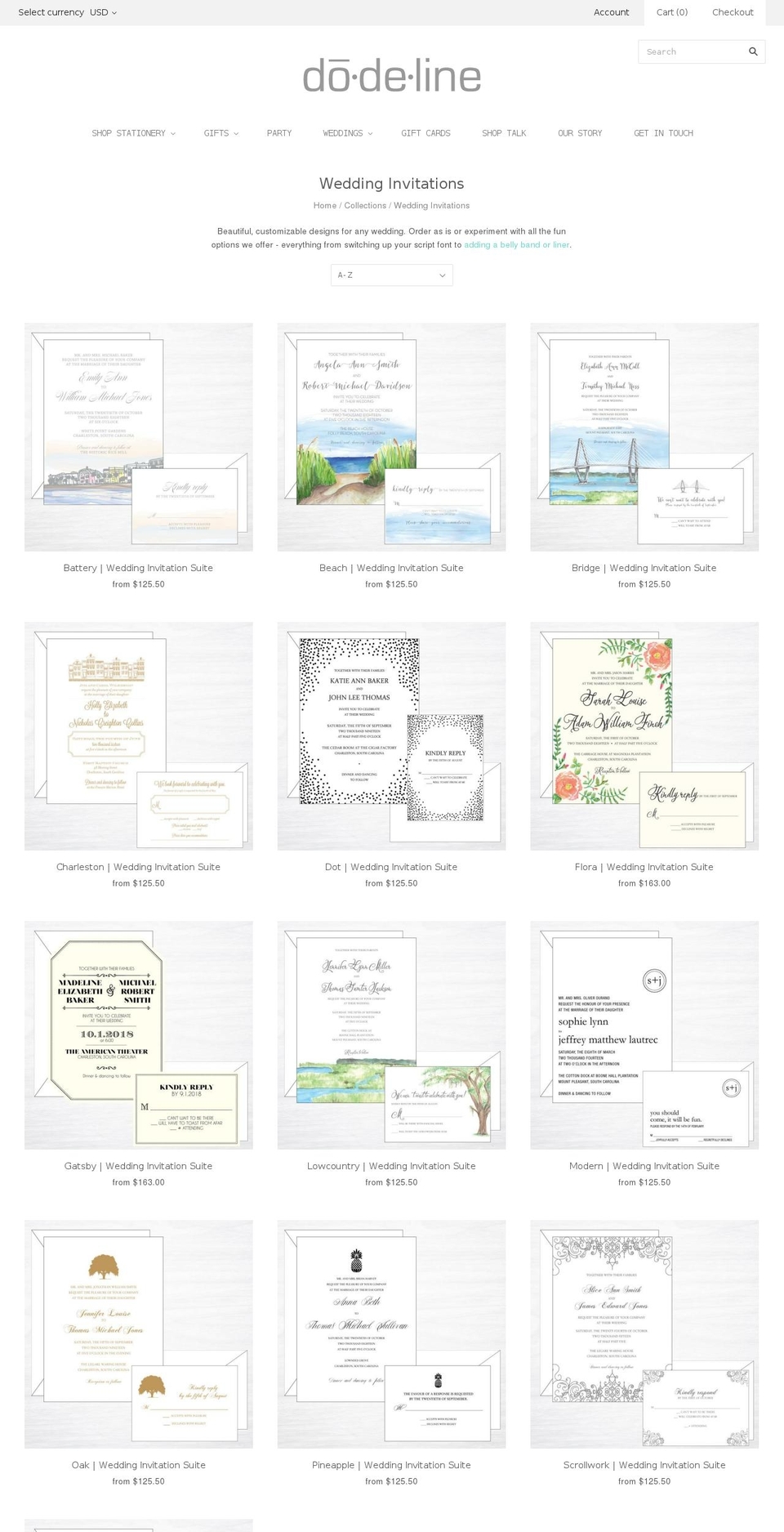 uniqueweddinginvite.com shopify website screenshot
