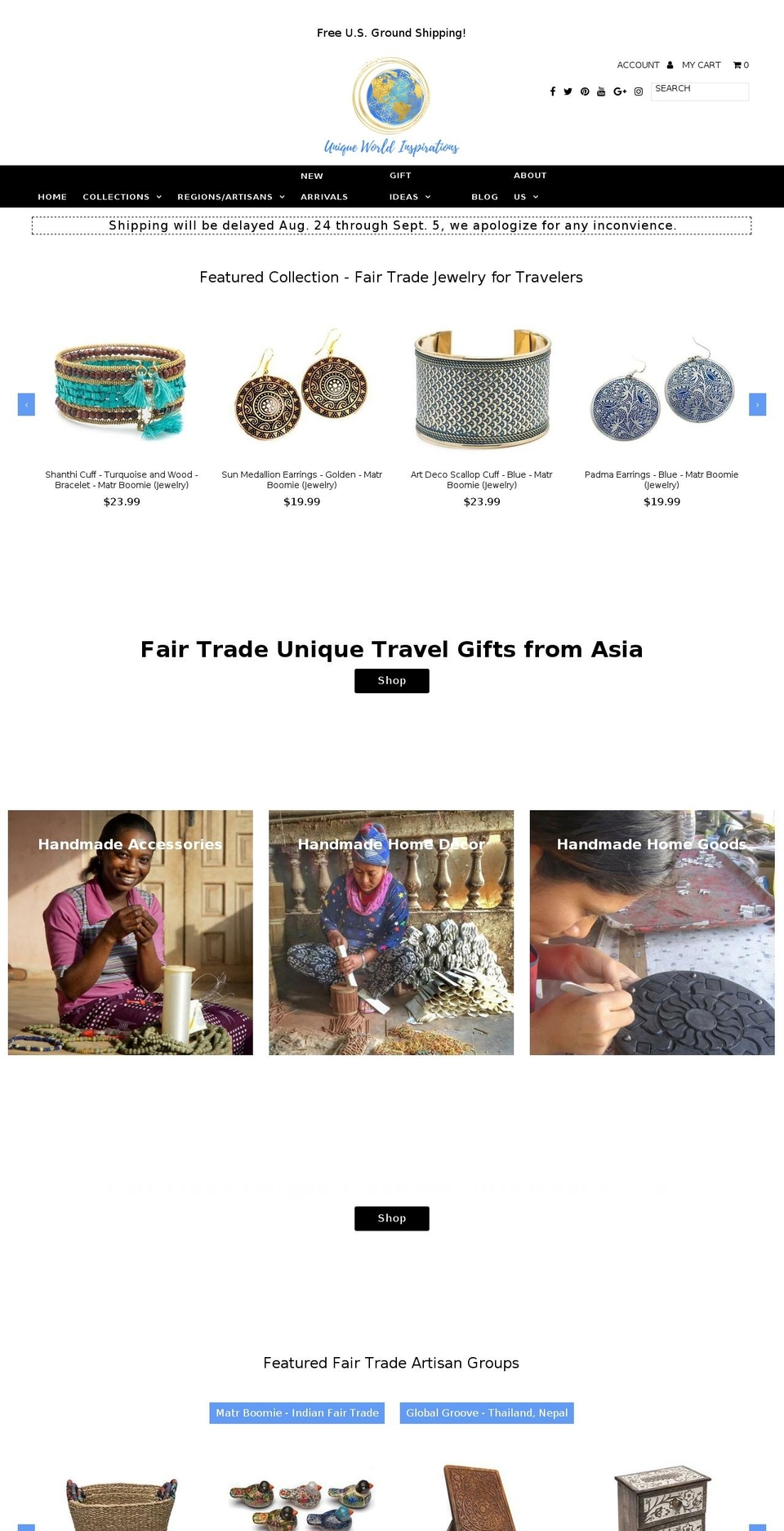 uniqueworldinspirations.com — Shopify storefront screenshot