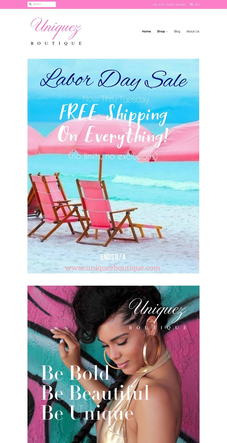 uniquezboutique.com — Shopify storefront screenshot