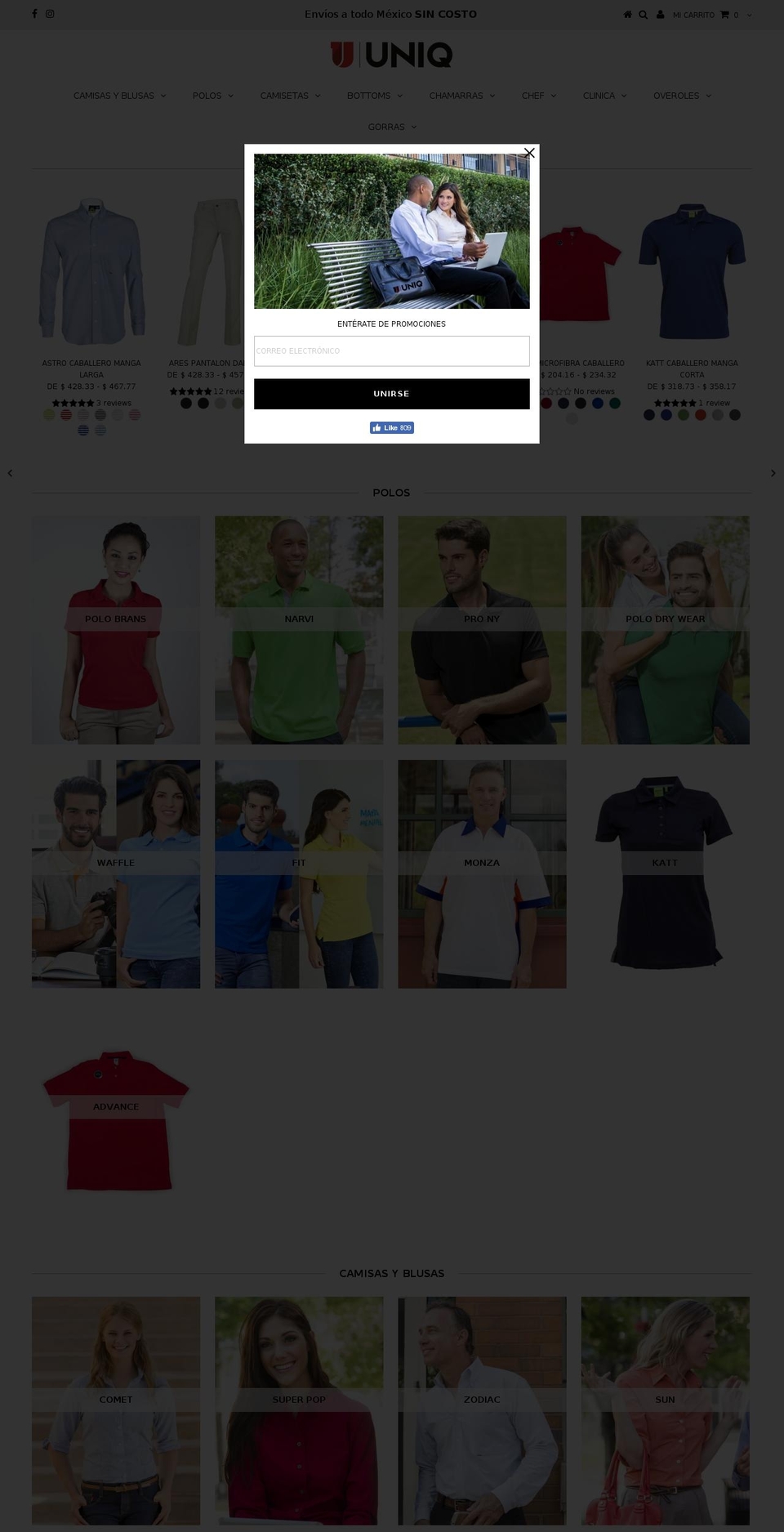 uniquniformes.com shopify website screenshot