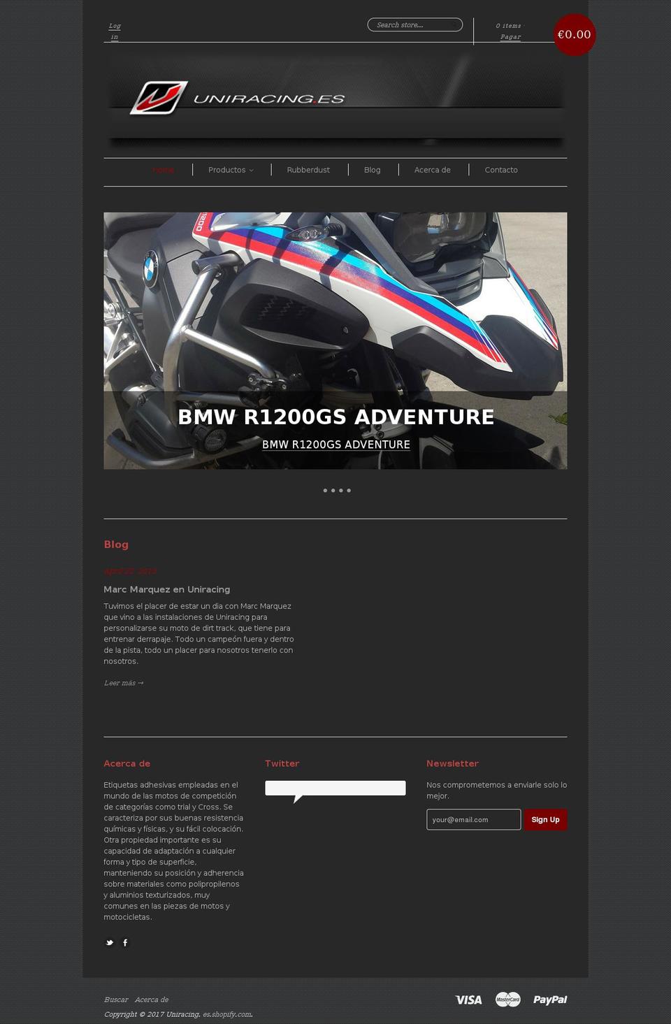 uniracing.eu shopify website screenshot