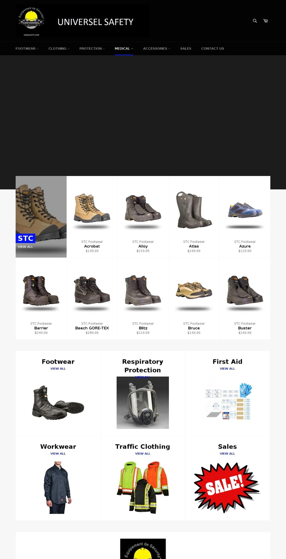 unisafetyshop.com shopify website screenshot