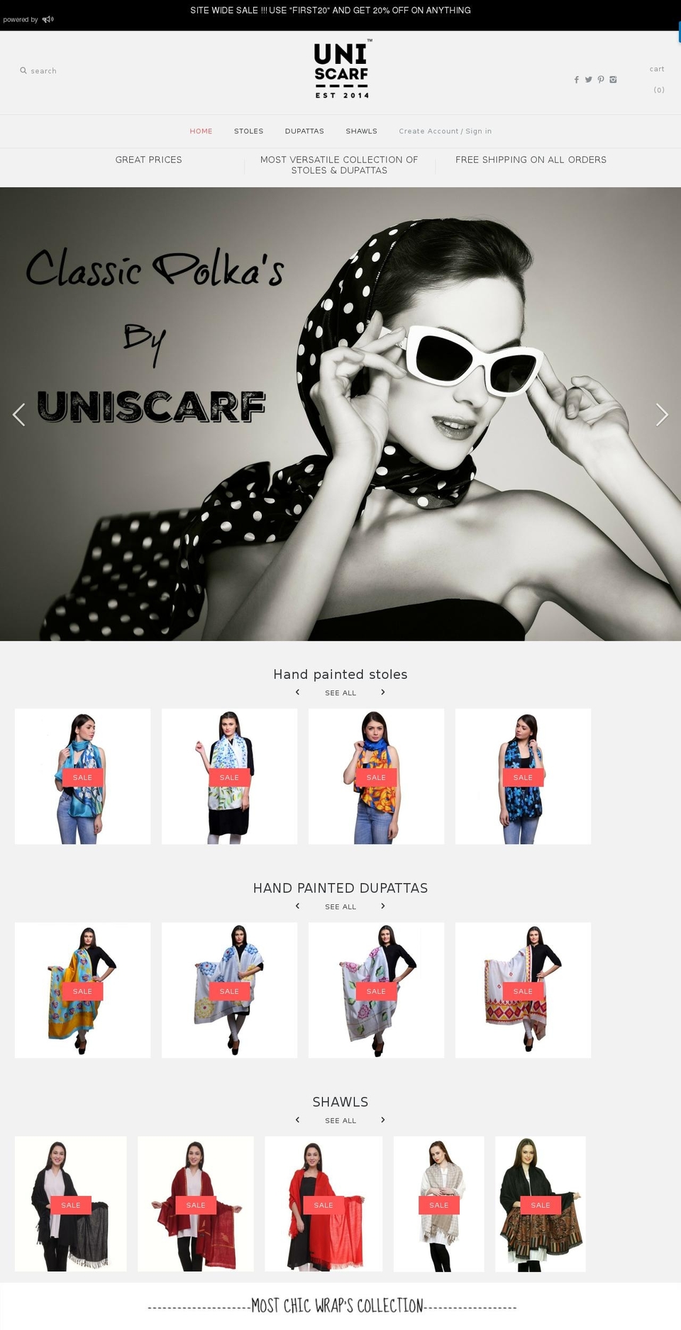 uniscarf.com shopify website screenshot