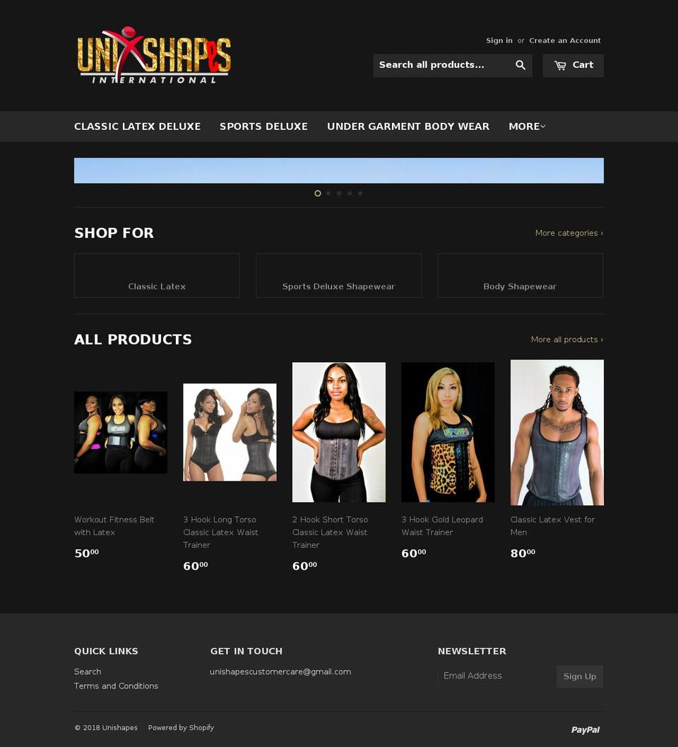unishapes.net shopify website screenshot