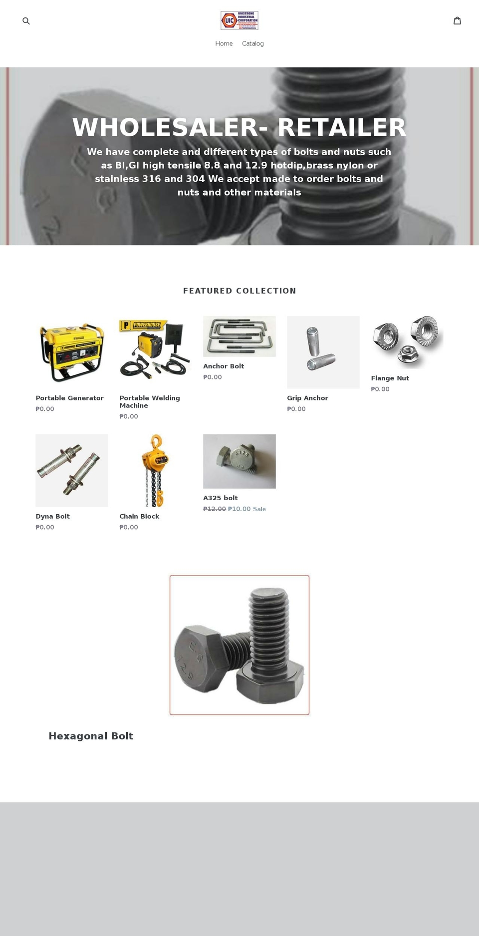 unistrongindustrial.com — Shopify storefront screenshot