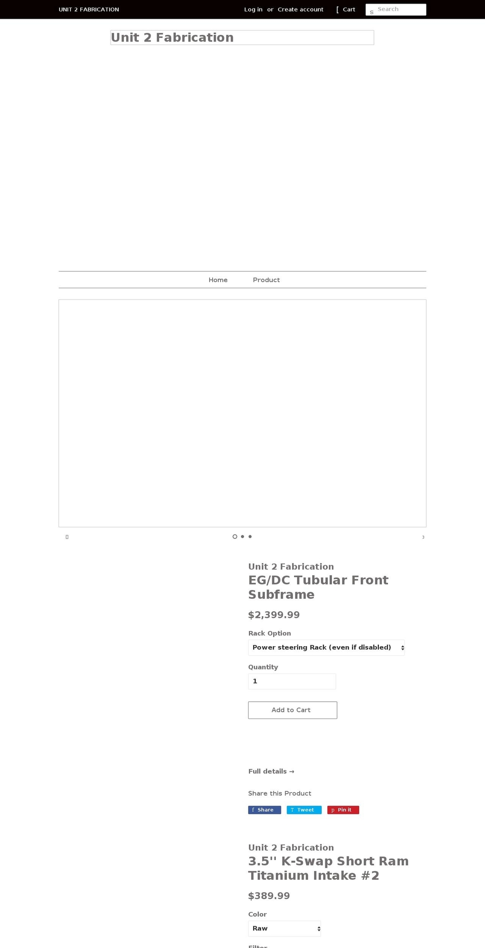 unit2fabrication.com shopify website screenshot