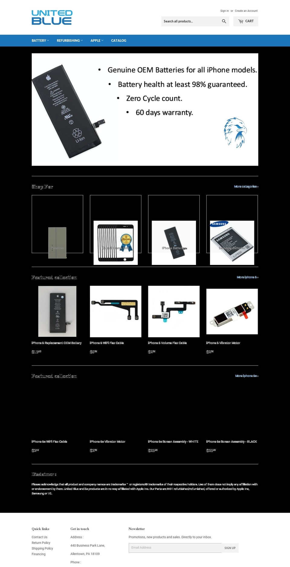united-blue.com — Shopify storefront screenshot