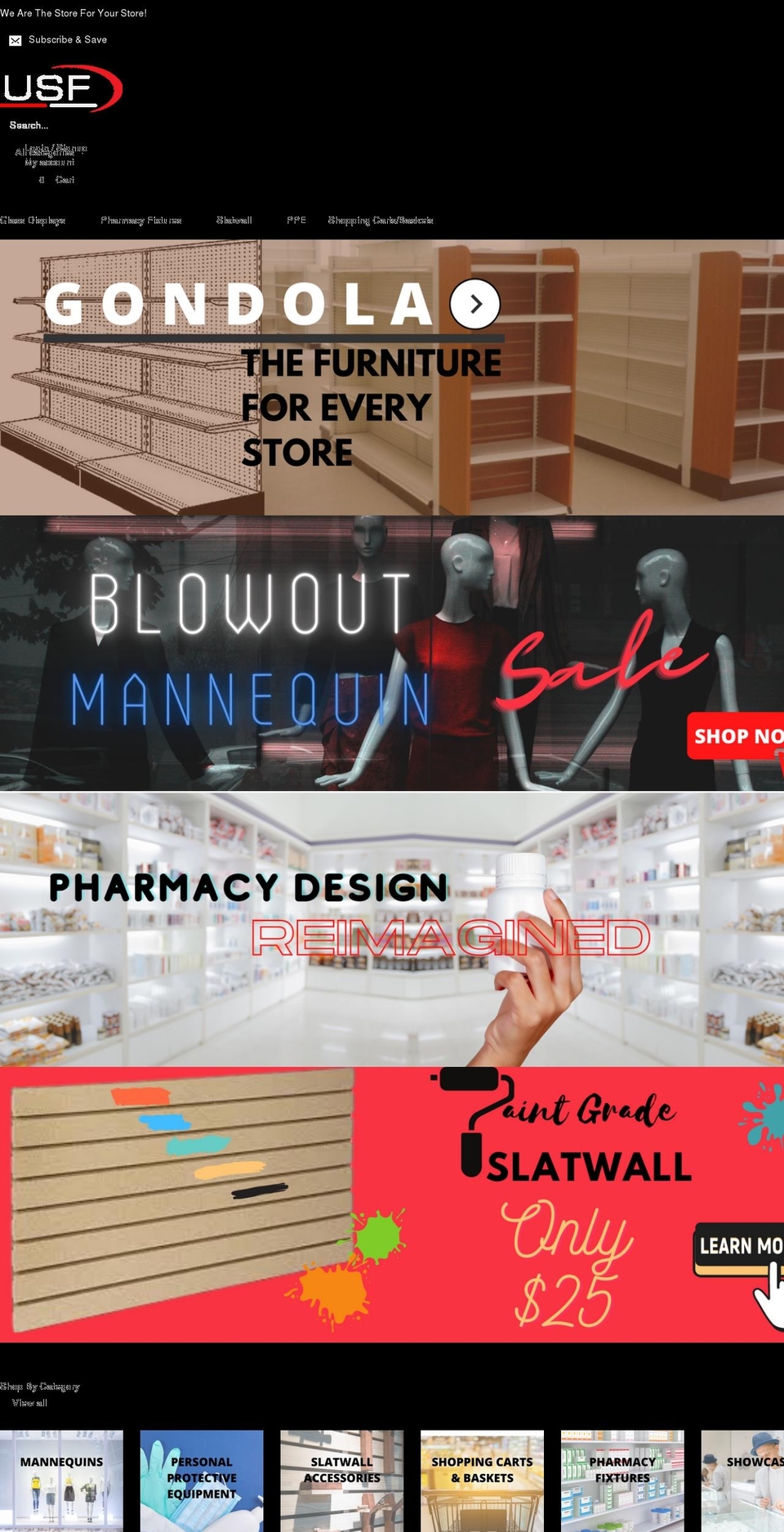 united-storefixtures.com shopify website screenshot