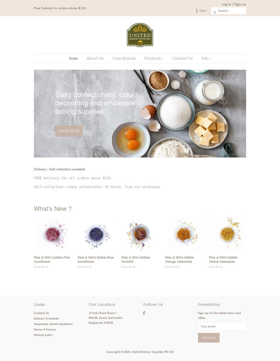 unitedbakerysupplies.com shopify website screenshot