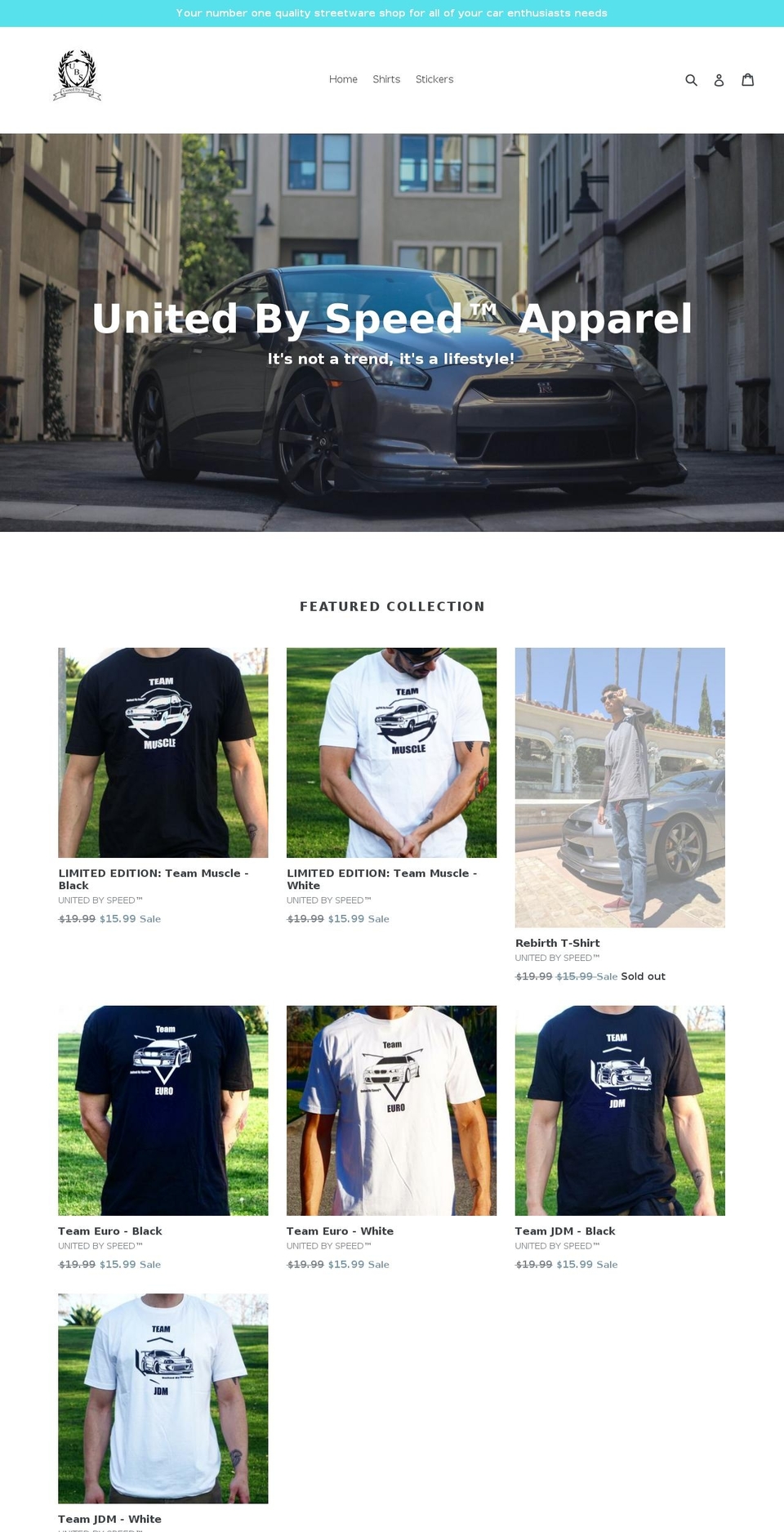 unitedbyspeed.com — Shopify storefront screenshot