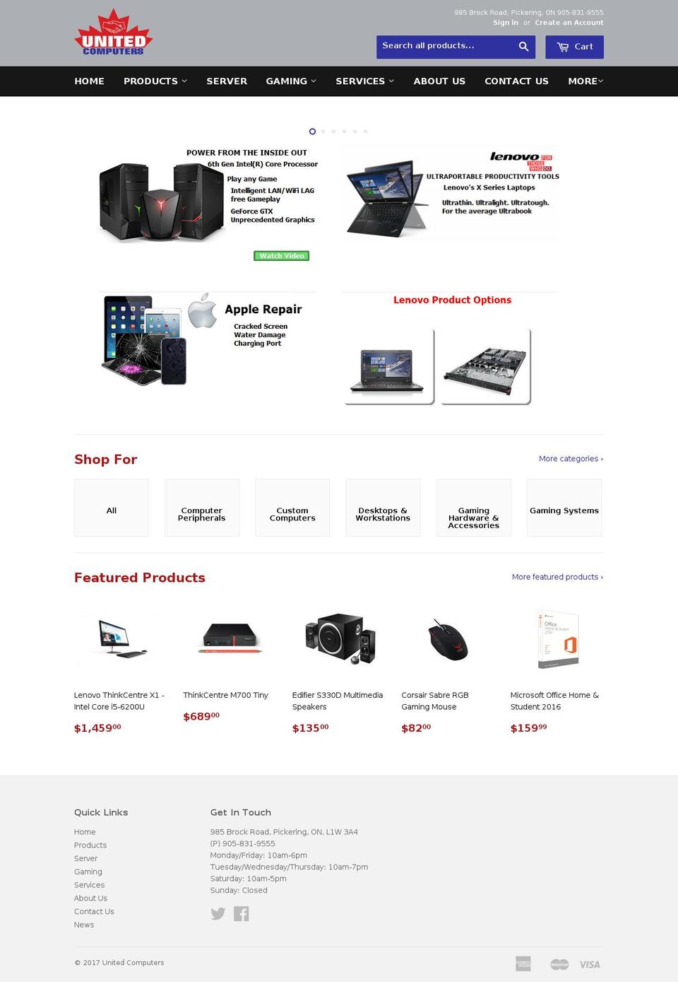 unitedcomputers.ca shopify website screenshot