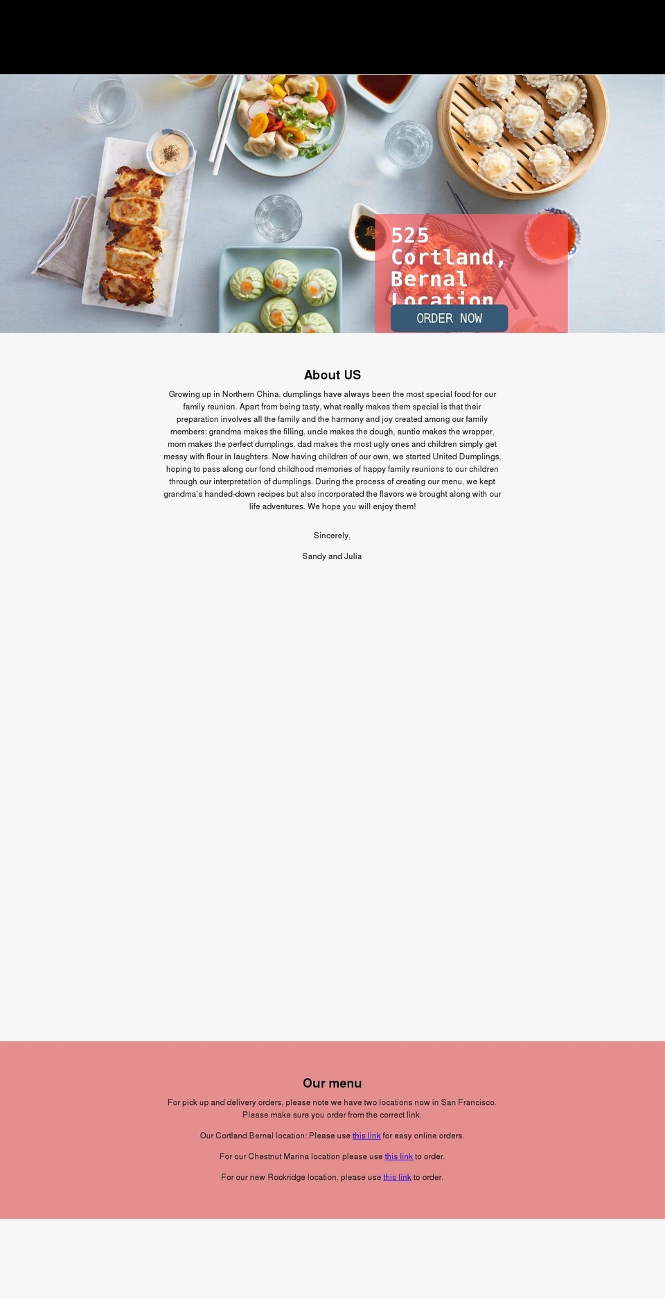 uniteddumplings.com shopify website screenshot