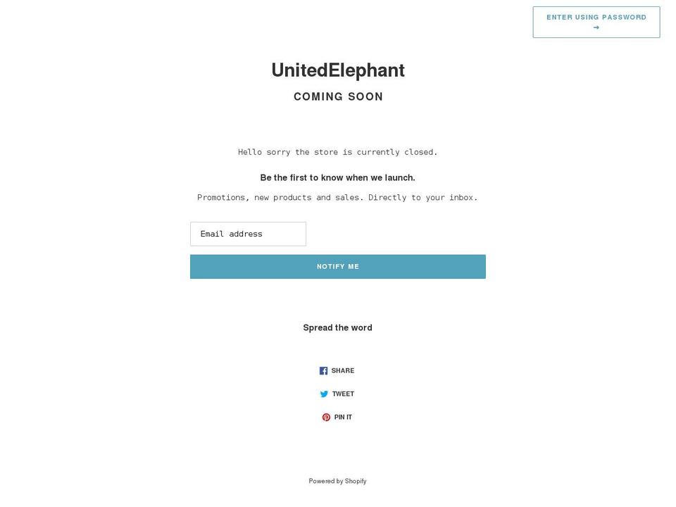 unitedelephant.com shopify website screenshot