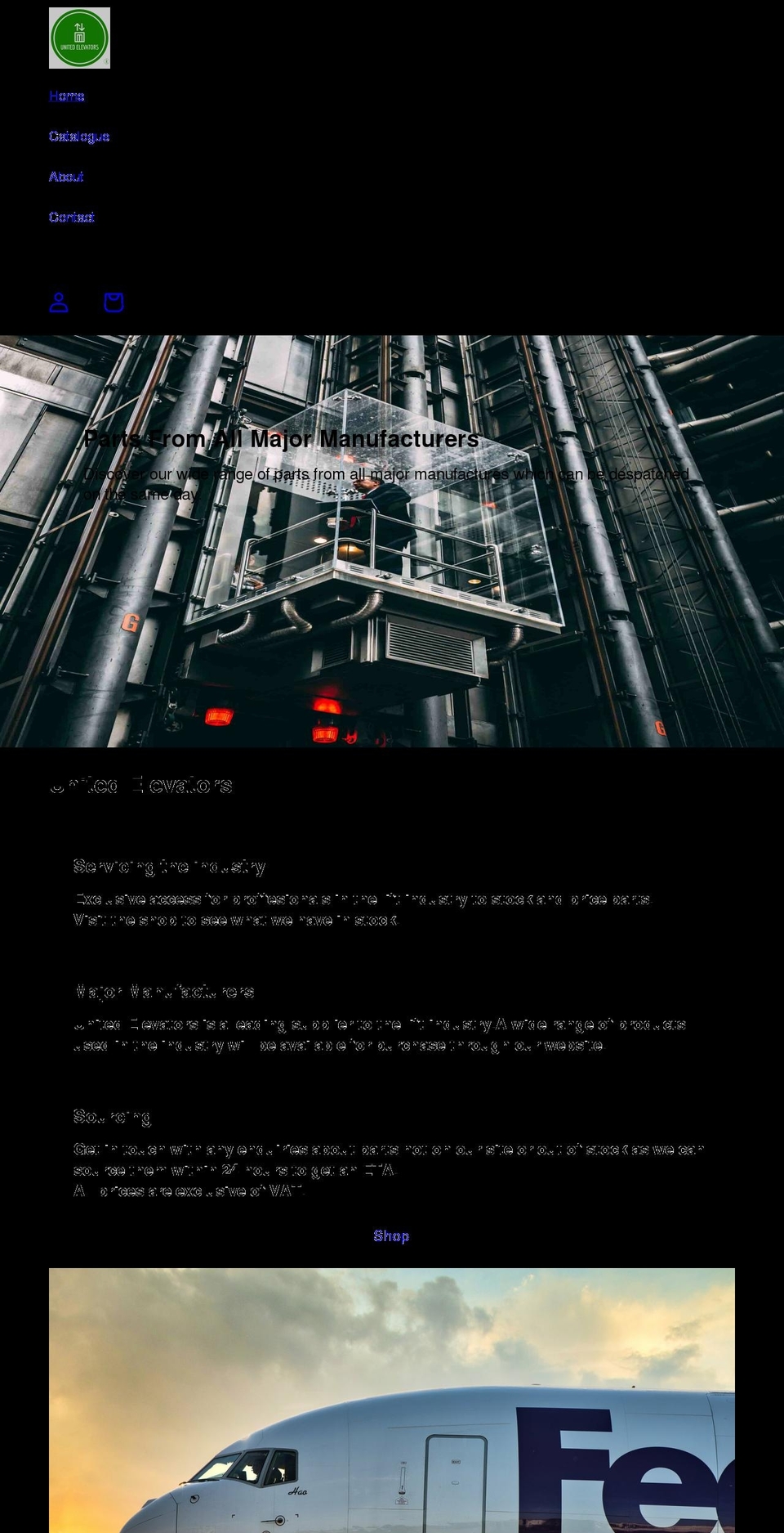 unitedelevators.co.uk shopify website screenshot