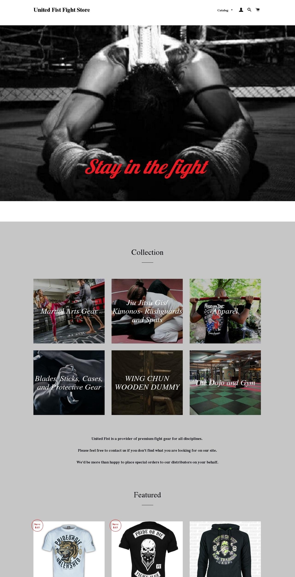 unitedfistfightstore.com — Shopify storefront screenshot