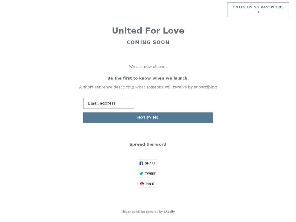 unitedforlove.org shopify website screenshot