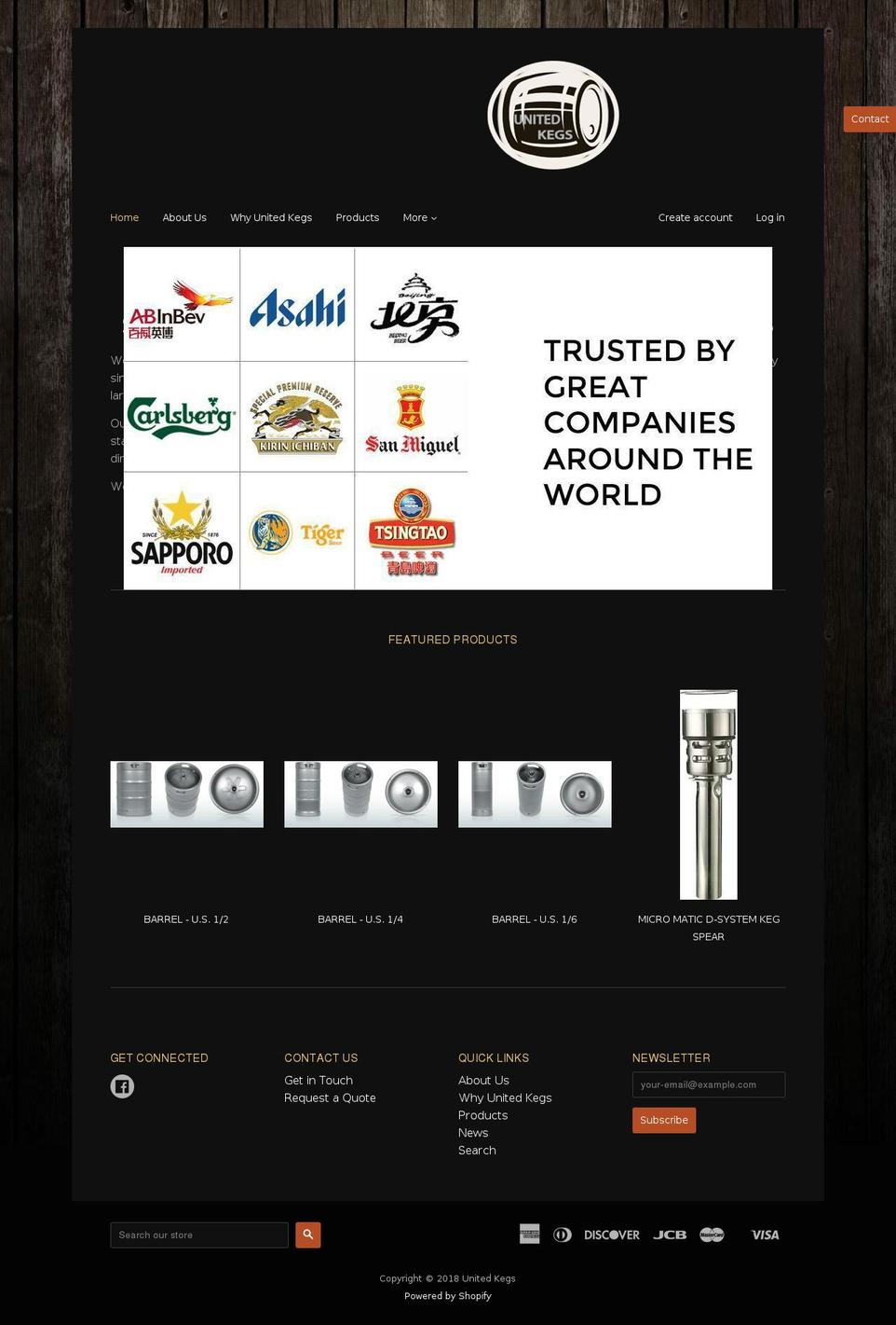 unitedkegs.com — Shopify storefront screenshot