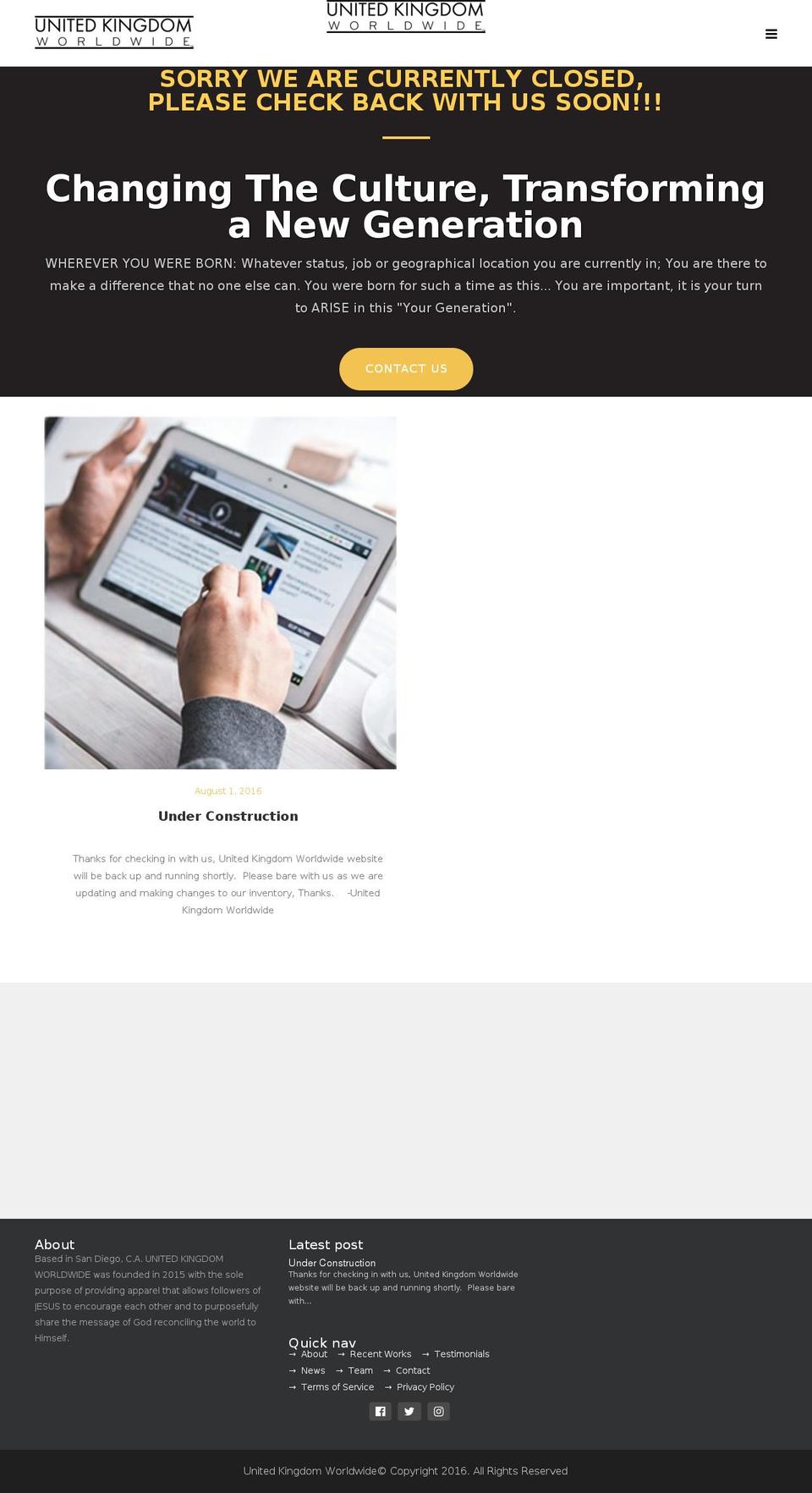 unitedkingdomworldwide.com — Shopify storefront screenshot