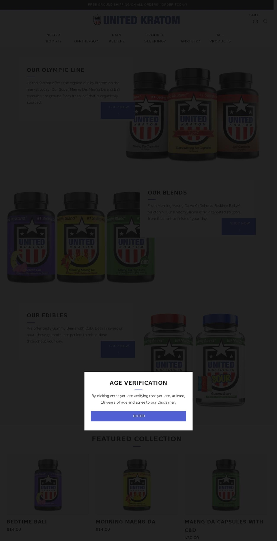 unitedkratom.com — Shopify storefront screenshot