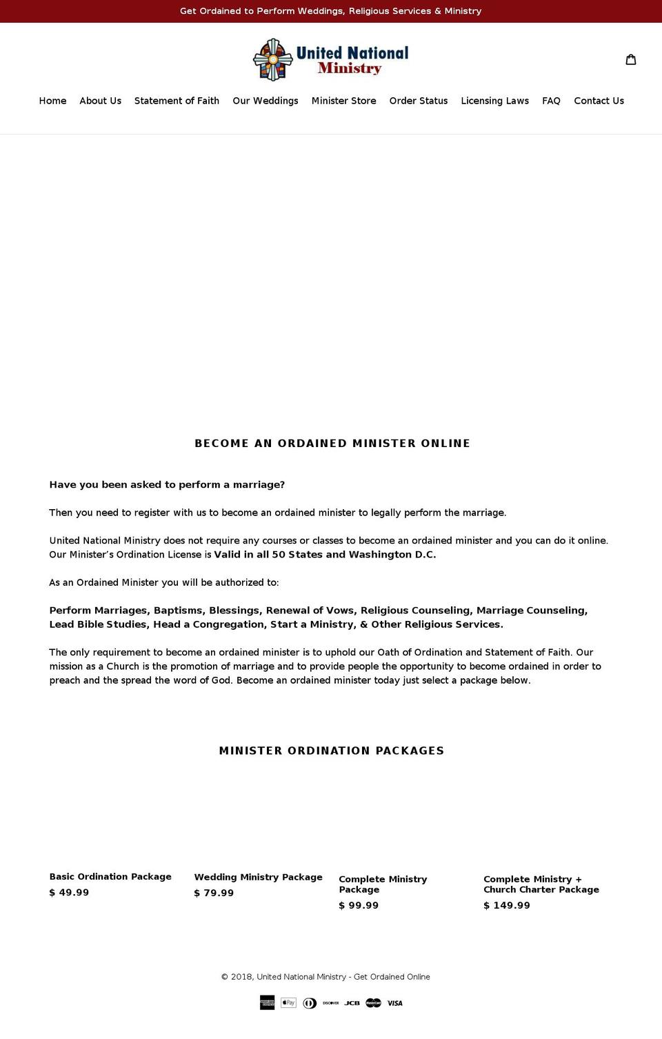 unitednationalministry.com — Shopify storefront screenshot