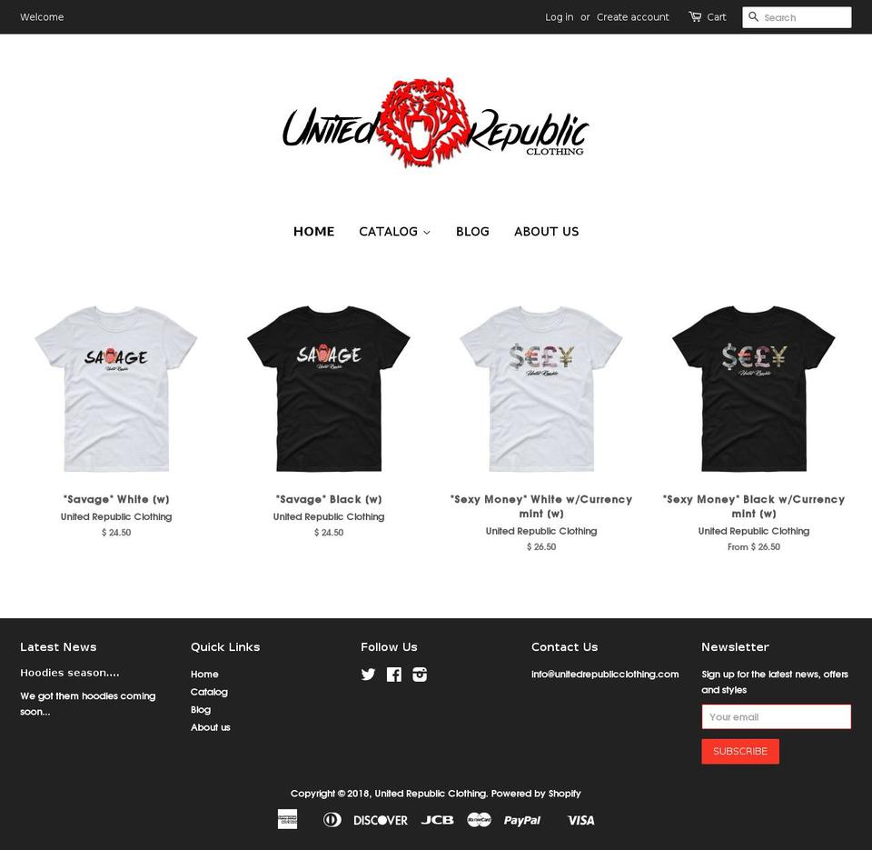 unitedrepublicclothing.com — Shopify storefront screenshot