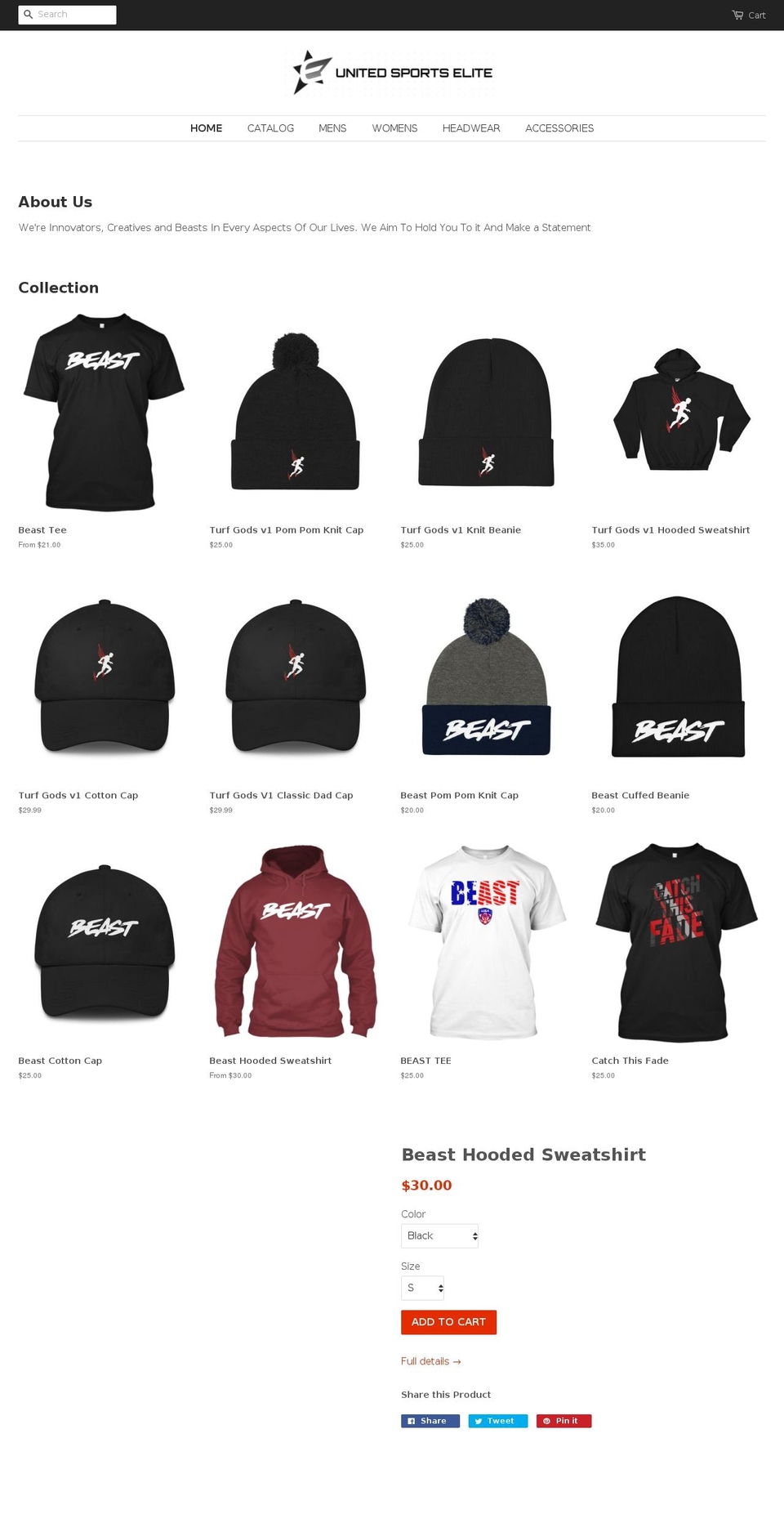 unitedsportselite.com — Shopify storefront screenshot