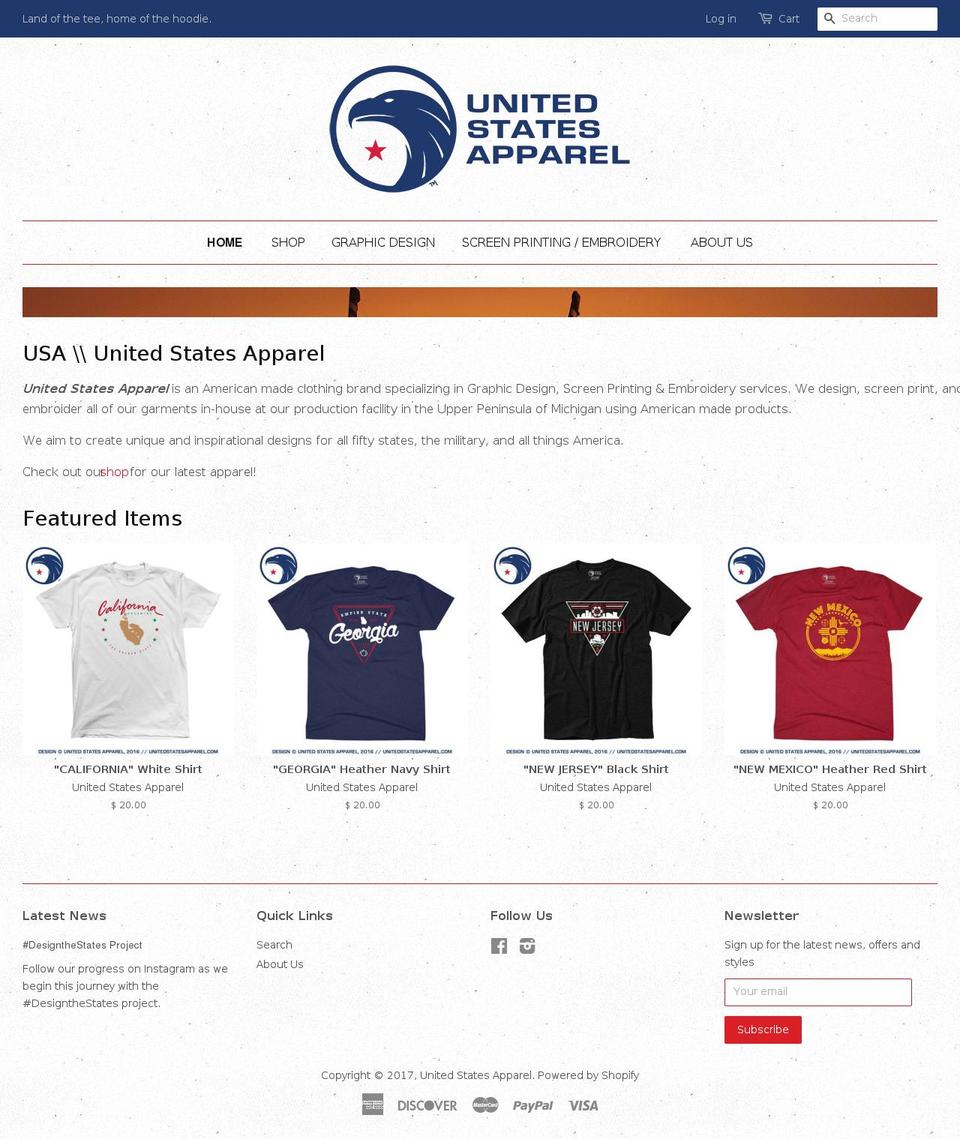 unitedstatesapparel.com shopify website screenshot