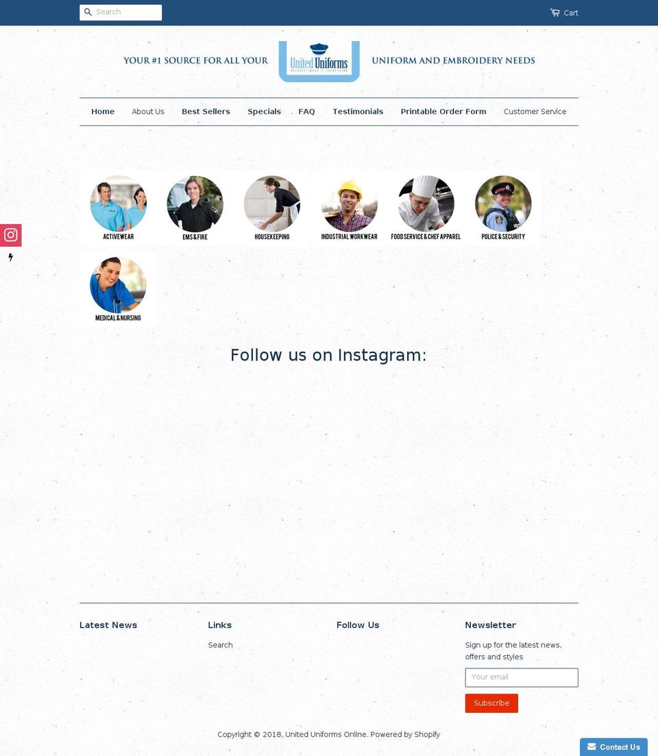 uniteduniformsonline.com shopify website screenshot