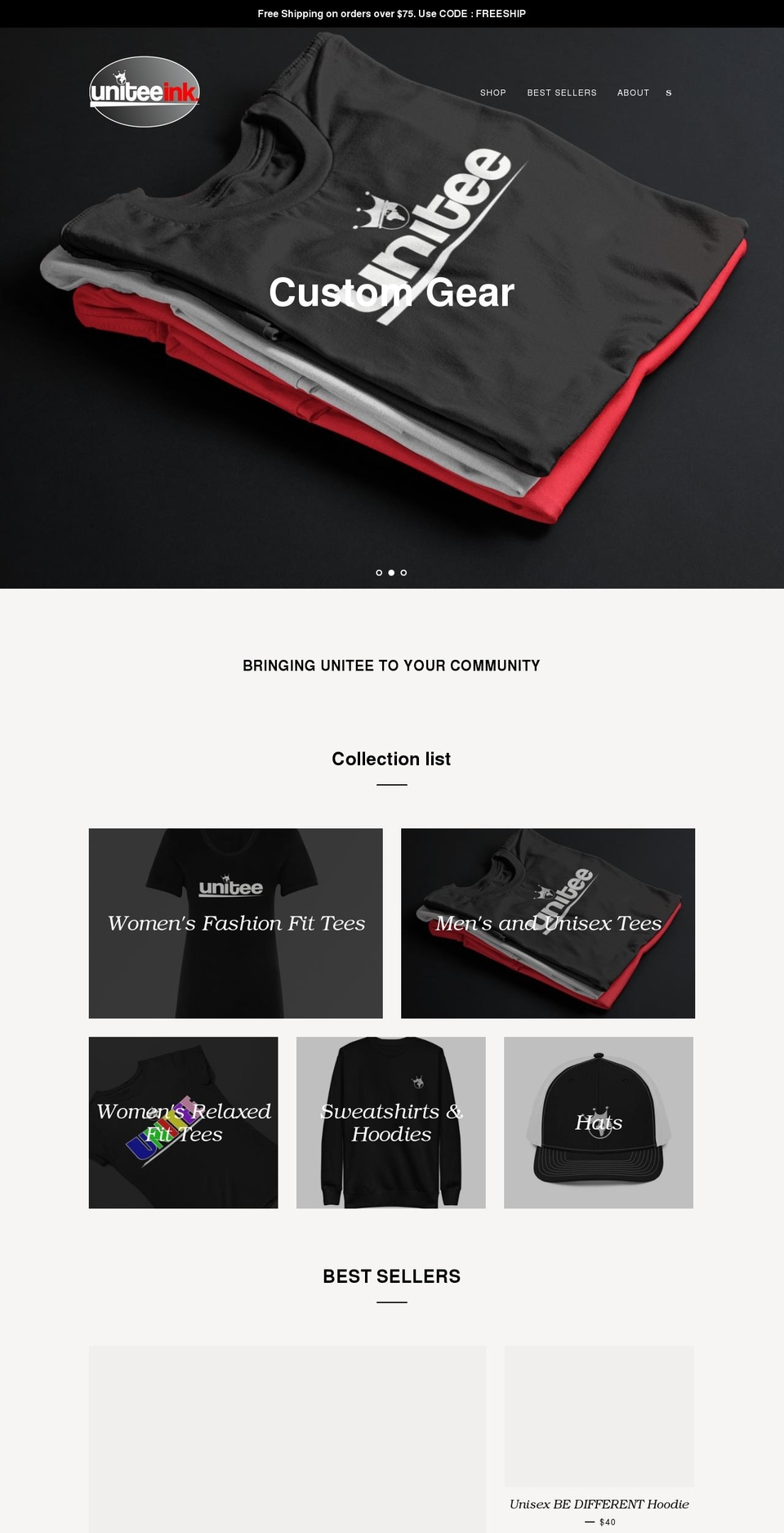 uniteeink.com shopify website screenshot