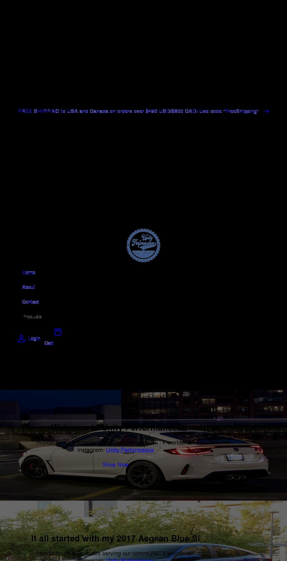 unity-performance.com shopify website screenshot