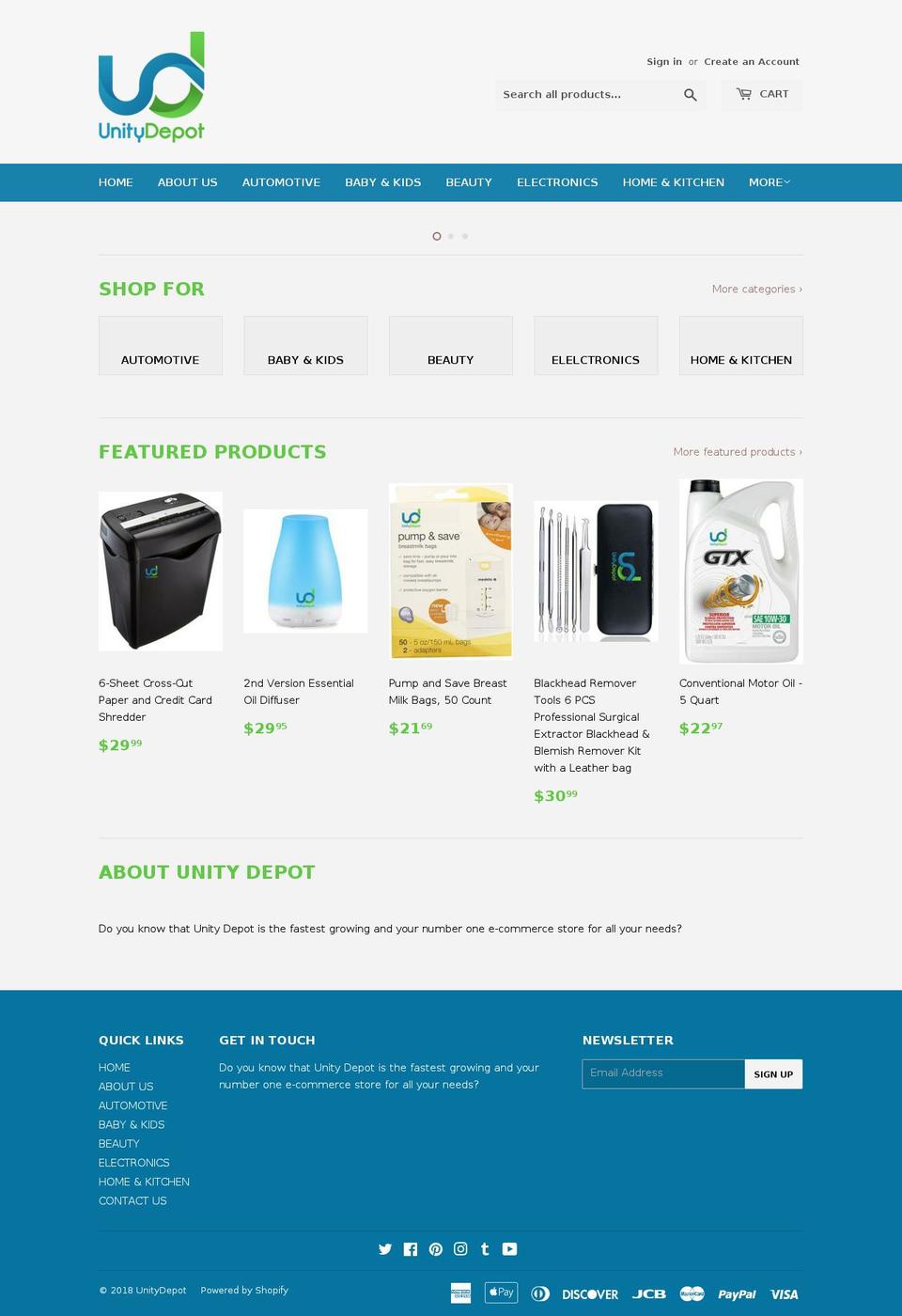 unitydepot.com — Shopify storefront screenshot
