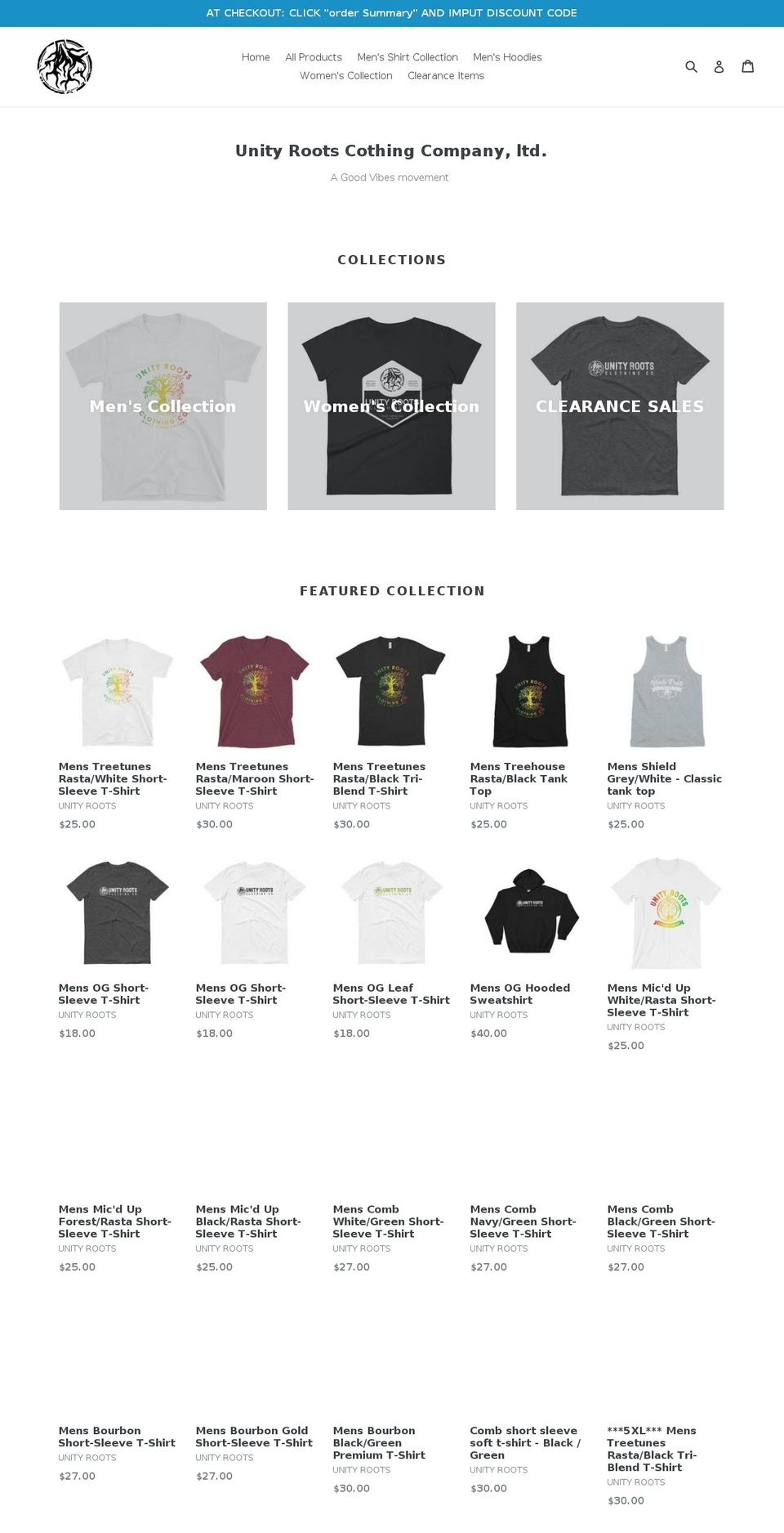 unityroots.com — Shopify storefront screenshot