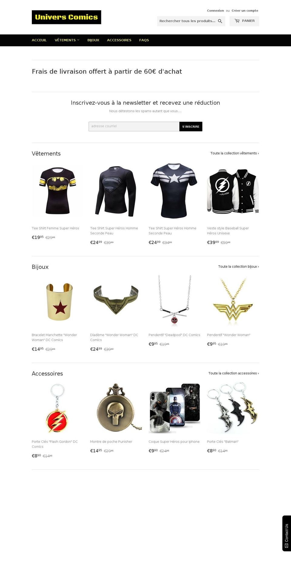 univers-comics.com shopify website screenshot