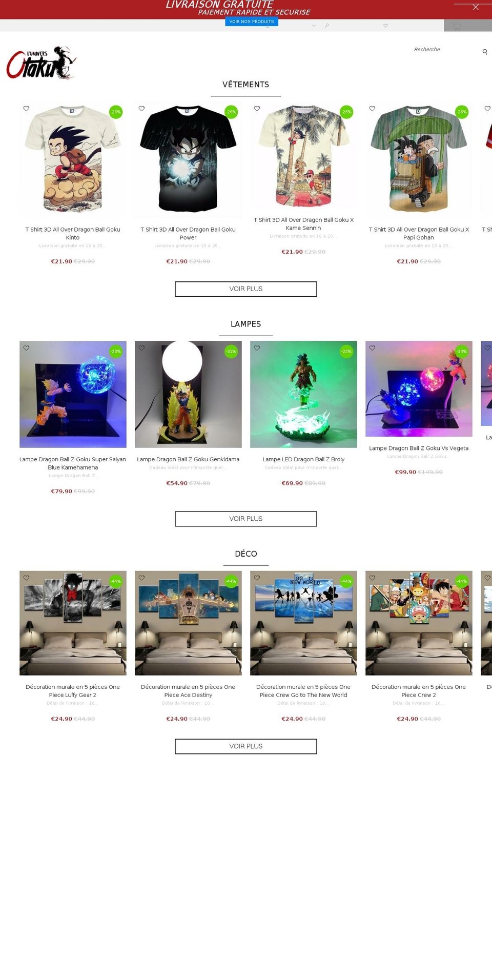 univers-otaku.com shopify website screenshot