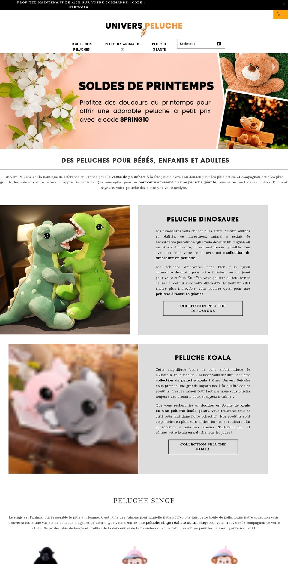 univers-peluche.com shopify website screenshot
