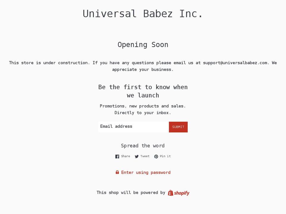 universalbabez.com shopify website screenshot